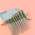 13-teiliges Make-up Pinselset mit grünem Farbverlauf und weichen braunen Borsten - Sijiqing Serie 13-teiliges Sijiqing Grün + Samttasche