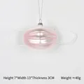 Pink pearl face mask Christmas ornament with white glitter and silver hanging cord - Pink Mask Ornament