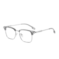 Occhiali quadrati anti luce blu con montatura grigio trasparente e stanghette argento - Montatura Grigio Argento C6