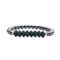 Detail of lava rock and hematite abacus beads on a stretch bracelet for men and women - Dark Blue Lava Stone Abacus Beads