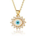 Goldene Evil Eye Halskette mit blauem Emaille und funkelnden Zirkonia Kristallen - D700-Sonnenstrahl Zirkonia