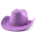 Close-up of deep purple suede cowboy hat featuring woven band and tassel detail on the side - M (56-58cm) / Taro Purple
