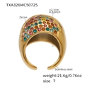 Dettaglio anello in acciaio inossidabile misura 7 con zirconi colorati e dimensioni - US 7 / Anello in Zircone Multicolore Oro