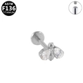 Stud labret en titane F136 avec motif abeille argentée et pierres de zircon claires - Style Abeille Argentée (G23LAI212-S)