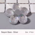 Base magnetica per nail art a forma di fiore argento con glitter olografici 4x4cm - Base con Paillettes / Argento