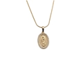 Gold oval Virgin Mary pendant necklace with cubic zirconia stones on snake chain - Style 0131 50CM Snake Chain