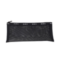 Portable black mesh cosmetic bag with zipper and MiloBliss logo for makeup brush storage - Long Flat Mesh Bag / Black