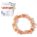 Bracciale elastico con pietre naturali di pietra del sole e carta informativa chakra - Pesca-Con Carta