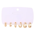Three-pair set of minimalist gold hoop earrings with flat and chain textures on white card - KC Gold (7502)