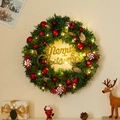 Christmas wreath with LED lights, red ornaments, and Merry Christmas sign decoration - Style A Wreath With LED Lights
