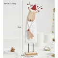 Nordic 38cm wooden reindeer ornament with white wool felt and festive red Christmas hat - No.7 White Long-Haired Deer
