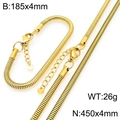 Conjunto de joyas de cadena de serpiente dorada con collar y pulsera de acero 4mm - Pulsera Individual / 4mm / Dorado