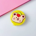 Portable yellow cartoon mini measuring tape with cute bear and strawberry embossed design - Blushing Bear