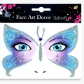 Blue and purple gradient butterfly face jewels with silver glitter and rhinestones - Butterfly Purple Blue