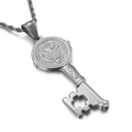 Hip hop vintage roestvrijstalen sleutelkruis hanger met Sint Benedictus medaille detail - Zilveren Sint Benedictus Medaille Sleutelhanger Zonder Ketting (KP80843-Z) / Zilver