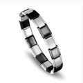 Italian style stainless steel modular link bracelet in black and silver finishes - Black and Silver Color-Block Link / Black & Silver