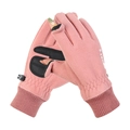 Guanti sportivi termici in pile rosa con indice compatibile con touchscreen - Pile Polare Senza Dita con Patta / Donna Rosa