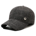 Berretto da baseball in lana scozzese grigio scuro con stemma Fashion in metallo - Regolabile / Nero