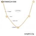 Detail of 18k gold plated star necklace with zircon inlays and sizing specifications - Double Layer Star / Gold Star Zirconia Necklace