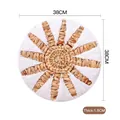 38cm Bohemian handmade woven grass wall decor featuring white sunburst pattern - Water Hyacinth White Thread Mixed Weave / Diameter 38cm
