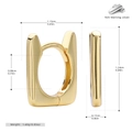 Detaillierte Maße und Gewicht der geometrischen Huggie-Ohrringe aus S925 Sterlingsilber - Gold