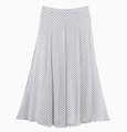 Jupe longue à pois blancs et noirs, taille haute, coupe évasée en mousseline d'été - XS / Jupe / Blanc