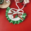 Christmas pet collar with knitted white wool, green lace trim and festive stocking detail - One Size / Christmas Stocking Bib