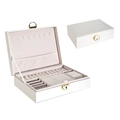 White double-layer jewelry storage box with lock and multiple compartments - Rhombic Single Layer / White