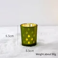 Green Christmas glass candle holder with gold interior and cutout tree 6.5cm - Candle Cup G-Green Tree (6.5x5.5cm/90g)
