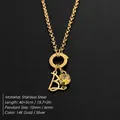 Elegante 14K vergulde roestvrijstalen ketting met letter B en gele edelsteen hanger - Goud / 40+5cm Kettinglengte / Letter B
