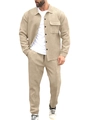 Detailaufnahme der khakifarbenen Cordstruktur dieser schmalen Herren-Hemdjacke - S / Khaki