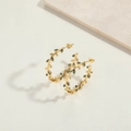 Exaggerated 14K gold plated hoop earrings with green leaf vine design for women - Green Zirconia Leaf