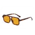 Retro amber tortoiseshell sunglasses with vibrant orange lenses and double bridge design - Tortoise Frame Orange Tea Lens C4