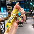 Custom Umbreon Pokemon keychain featuring a black Umbreon figure and yellow Abigale strap - B353-7 Umbreon / Large