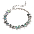 Silver butterfly bracelet with colorful abalone shell inlay and adjustable lobster clasp - Iridescent Butterfly Style (11)