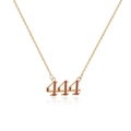 Gold angel number 444 necklace with micro-pave red cubic zirconia crystals - Gold-444 (Red Zircon)
