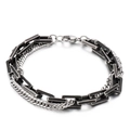 Bracciale vintage a doppia catena cubana in acciaio inossidabile grigio e argento - Nero Opaco