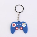 Portachiavi gamepad in silicone blu con pulsanti colorati e anello in metallo argento - Blu Reale