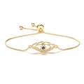 Bracciale regolabile dorato con ciondolo malocchio e zirconi blu e bianchi - Catena Box Occhio del Diavolo