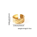 Detail view of golden titanium steel ring with woven texture and size dimensions - Three-Layer Spiral Beaded Style (#0835) / Gold