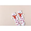 Chaussettes bonhomme de neige blanches magnétiques avec mains 3D et flocons de neige - Blanc avec Écharpe / Taille unique