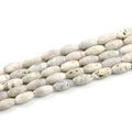 Natürliche Achat-Geoden-Reisperlen in Cremeweiß für böhmisches Basteln von DIY-Schmuck - Rocailles / 12 Stück/Strang (8*16mm) / Weiß