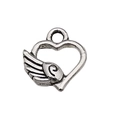 Vintage silver heart with wing charm pendant for DIY necklace and bracelet jewelry - Heart Wing Style (13333)
