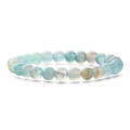 Bracelet élastique en perles d'agate bleu clair naturel et turquoise sur fond blanc - Agate Lignée