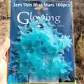 Close-up of 100pcs 3cm blue glowing star wall stickers in card blister packaging - Thin Version/100 Pieces/Card Pack / 3cm/Glow / Blue