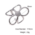 Detailed view of silver hollow flower ring with dimensions 30mm and weight 2.6g - Steel