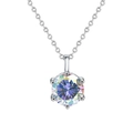 Elegant 925 sterling silver moissanite pendant necklace with a round rainbow gemstone - 1 Carat AB Aurora Moissanite/White Gold