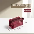 Mini burgundy mesh storage bag with zipper and handle measuring 8.5x5.5x5.0cm - 8.5x5.5x5cm / Burgundy