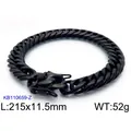 Bracciale da uomo in acciaio al titanio nero con drago, maglia cubana da 11,5 mm - Chiusura a Drago Nera (KB110659-Z)