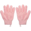 Ein Paar rosa Peeling-Duschhandschuhe mit Fünf-Finger-Design und praktischen Aufhängeschlaufen - 1 Paar / Rosa